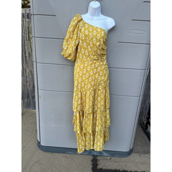 Veronica Beard $798 Virginia Sun Multi Floral Tiered One Shoulder Maxi dress Sz8 - Picture 3 of 16